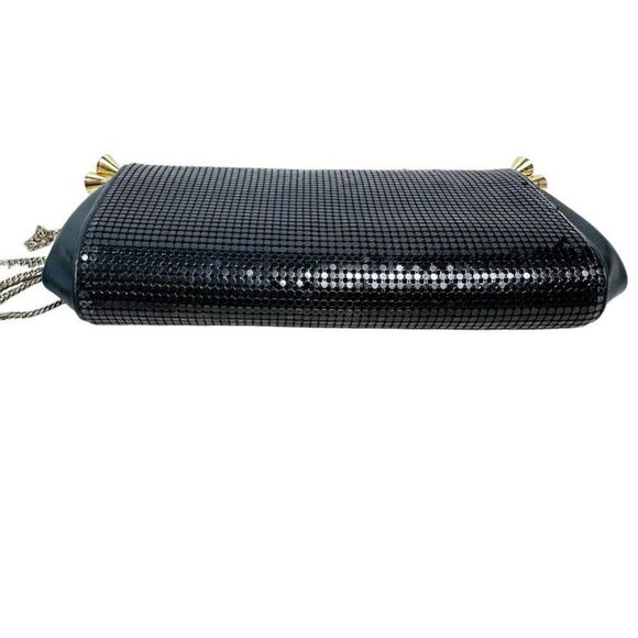 Whiting & Davis Black Mesh Bag Long Chainlink Crossbody Strap Elegant Vintage - Picture 7 of 11